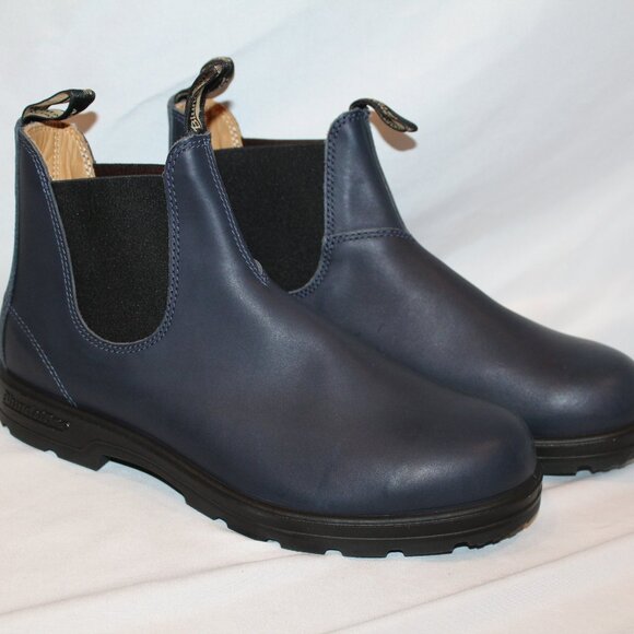 BLUNDSTONE MEN'S 2246 LEATHER CHELSEA BOOTS WATER RESISTANT NAVY BLUE - Picture 2 of 8